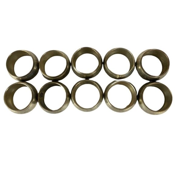 Hammered Silvertone Brass Napkin Rings Set Of 10 With Patina Finish Made In Indi - Picture 5 of 7
